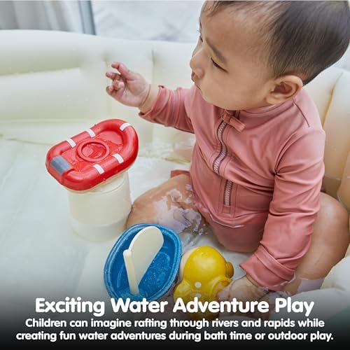PlanToys® Wooden Whitewater Raft, Waterproof Kids Bath & Water Play Toy - Image 5