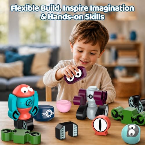 Magnetic Robot Building Toy, STEM Magnet Alien Toys Set for Kids Age 3-5 - Image 5