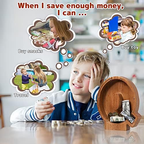 Personalized 12" Extra Large Wooden Letter Piggy Bank for Kids Boys Girls, (Laser Engraved Name) Custom Initial Letter Shape Piggy Bank, Alphabet Coin Bank Grandchildren Birthday - Image 5