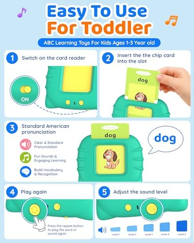 Aullsaty Talking Flash Cards for Toddlers 1-5 Years Old, Upgraded 536 Sight Words with 6 Songs Montessori Autism Sensory Toys, Educational Learning Speech Therapy Birthday Gifts for Boys Girls (Green) - Image 4