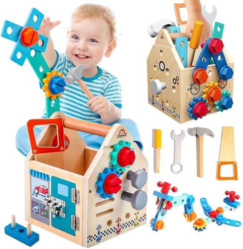 GAIETYDIY Montessori Toddler Tool Set - Wooden Kids Tools with Box/Bench by GAIETYDIY