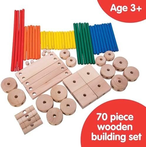 Schylling MKT Super Makit Classic Wood Construction Toy, 3+ years, 70-Pieces (1 EA) - Image 2