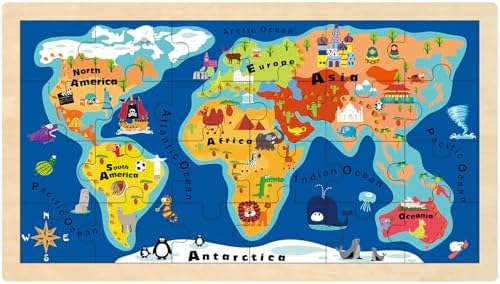 World Map Jigsaw Puzzle for Kids Ages 4-6, 24 Piece by MoinKidz