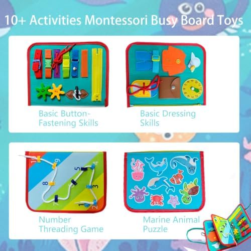 Montessori Busy Board & Busy Book, 10+ Sensory Activities for Toddlers - Image 3