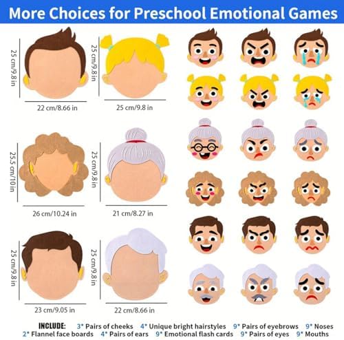 1Set Emotion Learning Felt Board Set for Kids, Montessori Sensory Toys, Interactive Storytelling Kit with 6 Facial Expressions, Early Education Tool for Toddlers - Image 2