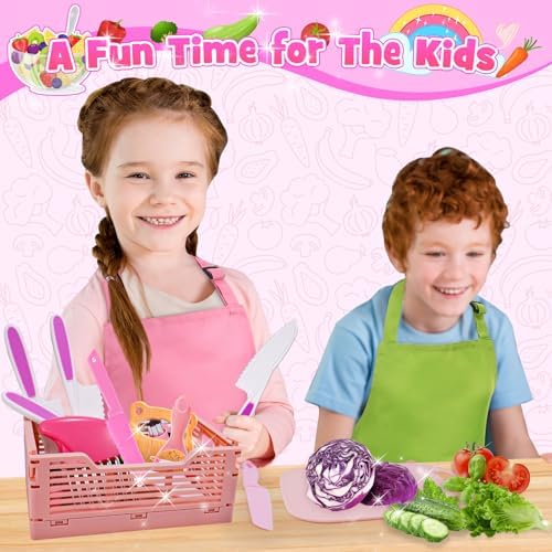 Montessori Toys for 3 4 5 6 7 8 9 10 Year Old Girls Boys Birthday Gifts,Kids Kitchen Knife Set for Real Cooking & Apron and Glove,Toddler Knife Set, Learning Toys - Image 6