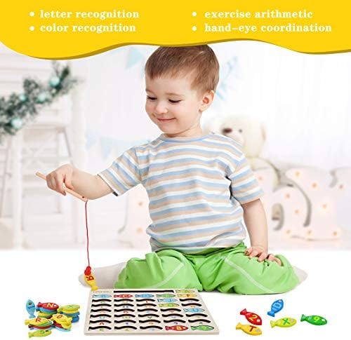 Magnetic Wooden Fishing Game Toy for Preschoolers, Alphabet Fish Catching Counting Games Puzzle with Numbers and Letters, Preschool Learning ABC and Math Educational Toys for 3 4 5 Years Old Kids - Image 6