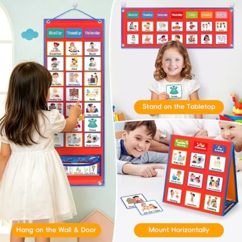 Visual Schedule for Kids with Autism Chore Reward Chart, Bedtime Routine Chart for Toddlers, Double Side Weekly Planner Board with 135 Cards for Home School Planner, Autism Learning Materials - Image 6