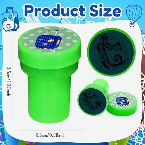 Cinrobiye 24 Pcs Adventure Travel Stampers Party Favor Set Fun Bon Voyage Stamps Birthday Party Supplies Classroom Rewards Carnival Prizes Goody Bag Fillers Pinata Filler Travel Party Gift Set - Image 3