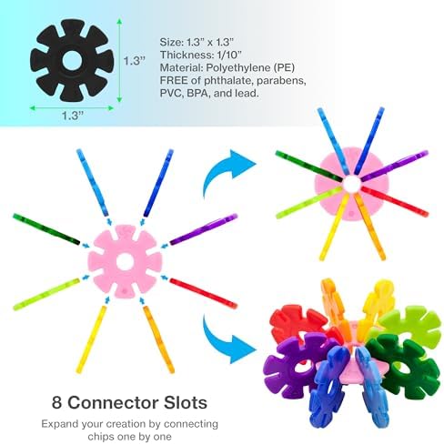 PicassoTiles Building Chip Interlocking Disc Construction Blocks in Black Color STEM Learning Early Education Toy Engineering Playset Child Brain Development for Toddlers Girls Boys Kids Age 3+ PTF108 - Image 4