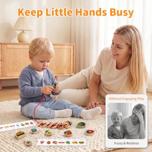 Wooden Caterpillar Lacing Toy for Fine Motor Skills, Ages 2-5 - Image 6