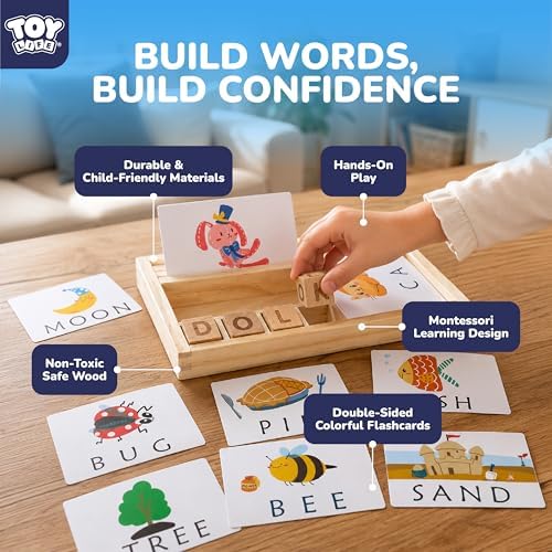 TOY Life Montessori Toys for 3-5 Year Old, Baby Alphabet Sight Words Flash Cards for Toddler, Reading Spelling Games, CVC Words for Kindergarten Preschool Learning & Education Activities Toys for Kids - Image 3