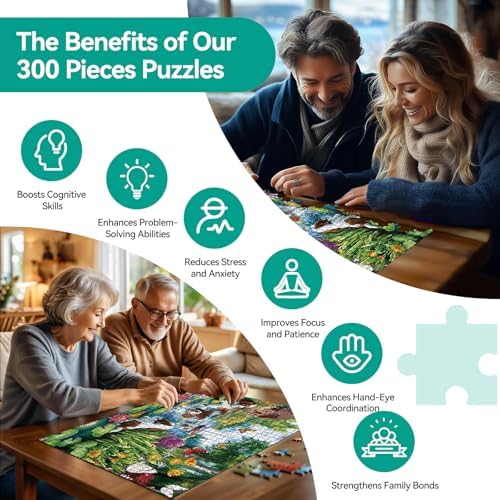 300 Piece Puzzles for Adults&Kids Large Piece, Summer Elderly Jigsaw Puzzles 300 Pieces – Dog Water Fun, Unique Artwork Perfection Game, Family Entertainment & Gift for Seniors(20.5" x 15") - Image 3