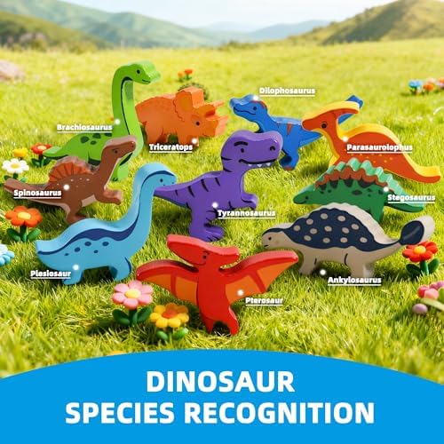 LiKee Wooden Stacking Dinosaur Toys for Kids 3-5 Montessori Toys for 3 4 5 6 7 8 Year Old Boys Girls Christmas Birthday Gifts for Kid Ages 4-8 Balance Competition Game for Family Stocking Stuffers - Image 3