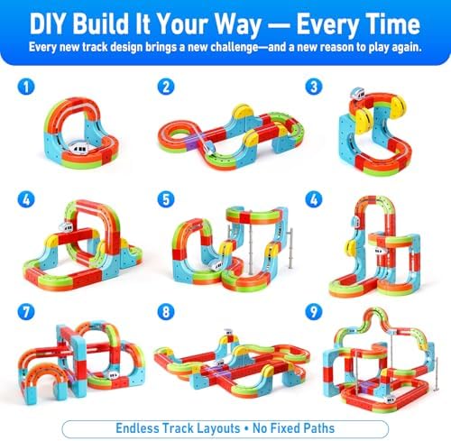 Magnetic Train Set for Kids, 3D Electric Train Set, Modular DIY Building Track Toy with Vertical Climb & Upside Down Action, STEM Educational Toy Gift for Boys Girls Ages 3+ - Image 5