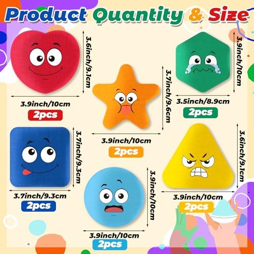 EYxsaxenk Bean Bags for Tossing Game Kids Outside Toss Game Nylon Bean Bag Toy Indoor Outdoor Toy for Toddler Holiday Family Party Throwing Game Supplies (Emotional 12Pcs) - Image 2