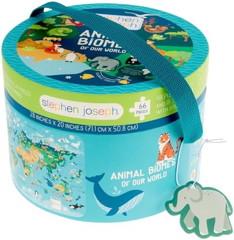 Stephen Joseph, World Map Puzzle Animal Biomes with 3D Animal Pieces – Includes 16 Play Pieces with Fun Facts and Stands, Includes 8.5 x 11 Poster, Jigsaw Puzzle for Girls & Boys 3+ Years - Image 4