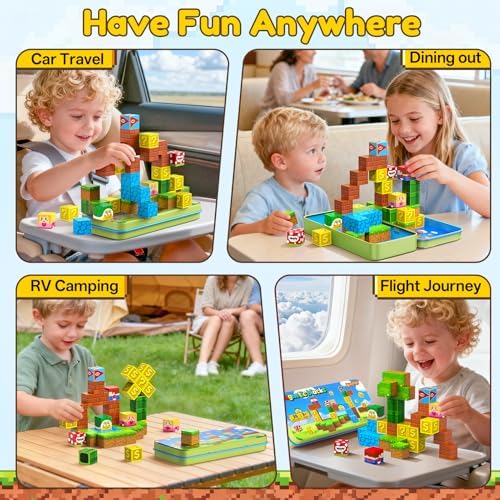 KAEILORU Magnetic Blocks Travel Toys for Kids Ages 4-8,35PCS Magnetic Cubes - Image 4