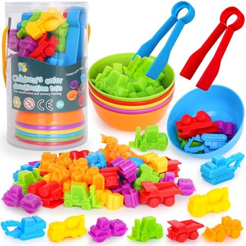Counting Transportation Color Sorting Toys for Kids,Montessori STEM Sensory Preschool Educational Activities Learning Fine Motor Sorting Matching Games for Kids Boys Girls Ages 3+ by FQKIOMY