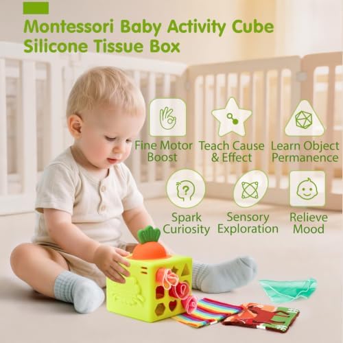 hahaland Silicone Baby Tissue Box Toy - Montessori Baby Toys 6-12 Months - Image 2