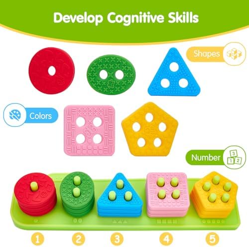 hahaland Silicone Sorting & Stacking Toys - Montessori Toys for 1 Year Old - Image 4