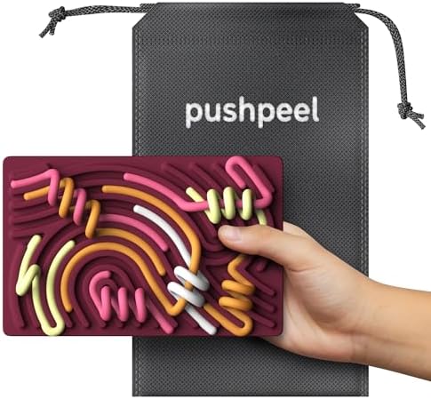 Pushpeel Sensory Activity Board: Silicone Fidget Toy for Calming, Stress, Anxiety, ADHD & Autism | Silent, No Mess | Kids 3+ & Adults | Includes Portable Travel Bag & 11 Strings - Image 7