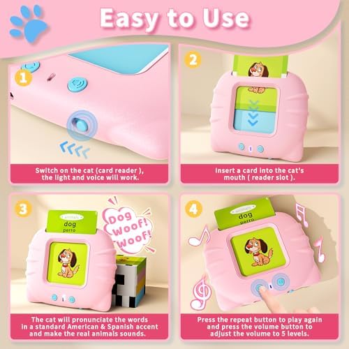 Aullsaty Toddler Toys Bilingual English and Spanish Talking Flash Cards for 1 2 3 4 5 6 Year Old Boys and Girls, Autism Sensory Toys for Autistic Children, Learning Educational Speech 250 Sight Words - Image 2