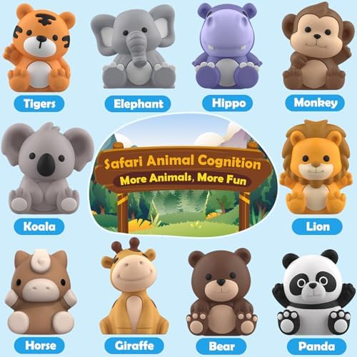 Learning Toys for Toddlers 1 2 3 Year Old Toddlers, 20Pcs Safari Animal Toys, Finger Puppets, Montessori Counting, Matching & Sorting, Christmas Birthday Gifts for Baby Boys Girls Age 12-18 Months - Image 3