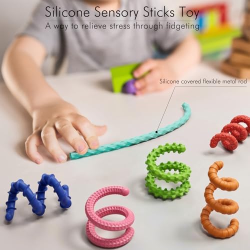Sensory Fidget Toys for Kids Adults,6PCS Flexible Fidget Sticks for Stress Anxiety Autistic ADHD, Calm Down Travel Airplane Classroom Students Prizes Toys, Stocking Stuffers for Teens Boys Girls - Image 2