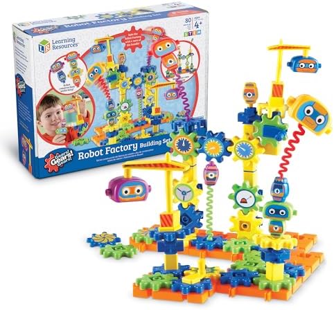 Learning Resources Gears Robot Factory - Building Toys for Kids Ages 4-8, Toddler STEM Toys and Toy Building Sets, Hands-On Educational Construction & Engineering Set for Toddlers by LearningResources