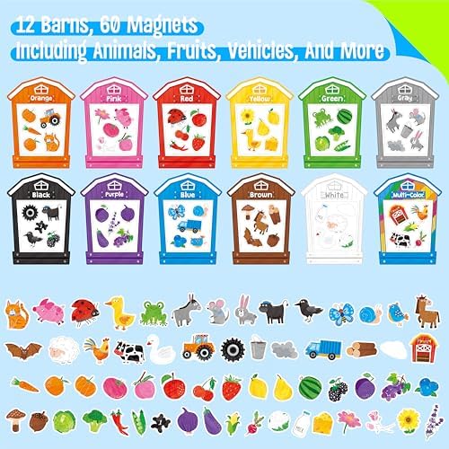 12 Pieces Magnetic Color Sorting Toys, 60 Color Magnets Educational Refrigerator Whiteboard for Baby Toddlers Kids Magnets - Image 3