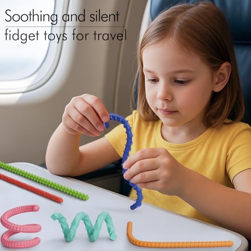 Sensory Fidget Toys for Kids Adults,6PCS Flexible Fidget Sticks for Stress Anxiety Autistic ADHD, Calm Down Travel Airplane Classroom Students Prizes Toys, Stocking Stuffers for Teens Boys Girls - Image 5