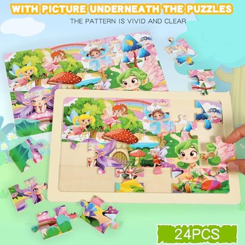Wooden Princess Puzzles for Kids Age 3 4 5 Year Old, 4 Pack 24 Pcs Montessori Toddler Jigsaw Puzzles for Girl boy Activities Preschool Learning Educational Birthday Gift Travel Autistic Wooden Toys - Image 6