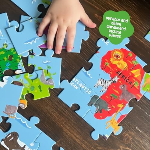 Dinomini Giant World Map Puzzle for Kids - with Interactive Standing Figures - Floor Puzzles for Kids Ages 3-5 - Preschool Learning Activities - Learning & Educational Toys - Image 6