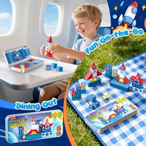 36 PCS STEM Learning Mini Magnetic Blocks Travel Set - Image 5