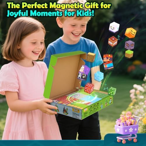 150PCS Large Magnetic Blocks - Build Mine Magnet World Forest Tiles, Magnet Kids Games Classroom Must Haves Toddlers Magnetic Toys for Boys & Girls 3-5 6-8, STEM Montessori Sensory Ourdoor Toys Gift - Image 5