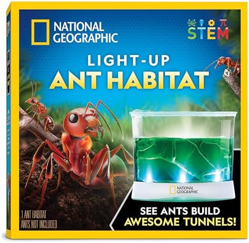 National Geographic Light-Up Ant Habitat Kit for Kids with Magnifiers by BlueMarbleToys