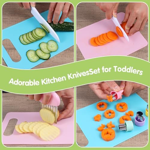 Kids Cooking and Toddler Knife Toys Set - 35Pcs Knifes for Real Cooking and Baking Accessories , Toddlers Kitchen Tools Ages 3-10 Kids Birthday Gift - Image 6