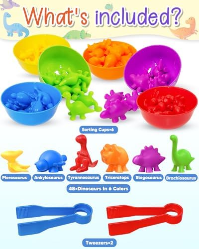 48 Pcs Counting Dinosaurs Toys for Kids 3-5, 4-8, Montessori Learning Toys - Image 2