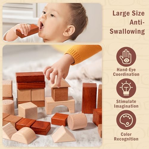 Adena Montessori 29-Piece Wooden Blocks Set, 3+ - Image 5