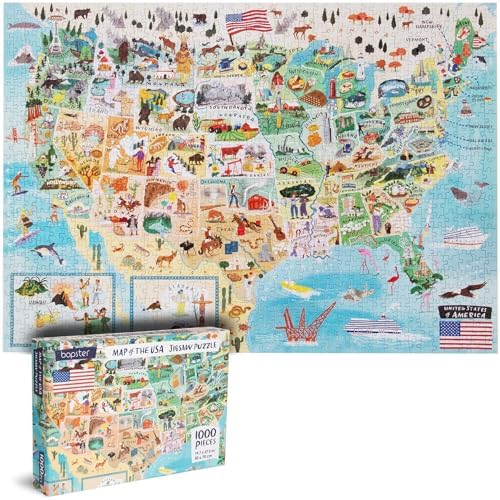 bopster 1000-Piece USA Map Jigsaw Puzzle for Kids, Teens & Adults | Detailed United States Landmarks Puzzle | Recycled Cardboard | Giftable Family Activity - Image 6