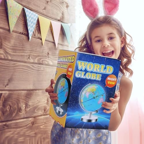 AR Illuminated World Globe for Kids - Rewritable, Colorful, Easy-to-Read, High-Definition Map, Educational Interactive STEM Toy, Light-Up Lamp, LED Night Light Decor - Image 3