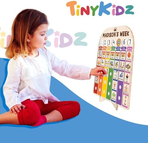 Personalized Wooden Weekly Planner for Kids, Weekly Routine Chart 15x16", Visual Schedule for Kids, Day of the Week Activities for Boys Girls - Image 3