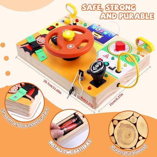Hoarosall Busy Board,Montessori Toys for 1-3 Year Old Boys & Girls,Travel Activities for Toddlers,Sensory Toy for Kids with Autism,Perfect Christmas Birthday Gift Idea (Busy Board v6) - Image 4