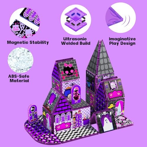 Magnetic Tiles 52PCS, Magnetic Building Blocks STEM Montessori Toys, Preschool Classroom Must Haves, Toddler Sensory Educational Toys for Kids Ages 3-12, Christmas Birthday Gift for Boys Girls(PURPLE) - Image 3