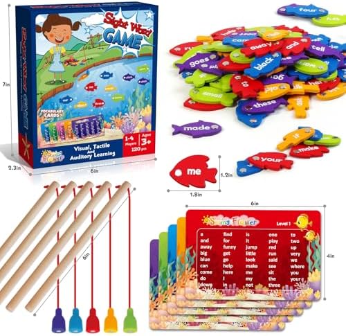 SpringFlower Wooden Magnetic Sight Word Fishing Game, Sight Word Educational Toy for Age of 3,4,5,6 Year Old Kids, Boys & Girls,Homeschool,Visual, Tactile and Auditory Learning - Image 6