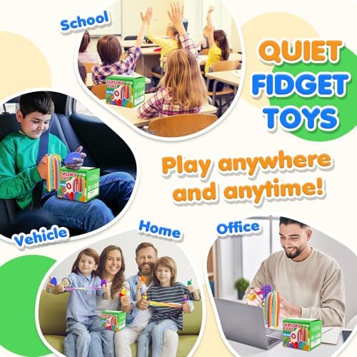 Fidget Sensory Toys for Kids: 26 Pack Quiet Squishy Fidgets for Classroom Students Prizes- Textured Soft Fidget Rings Stretchy Strings for Autism - Office Desk Toddler Travel Fidget Box,Easter Gifts - Image 6