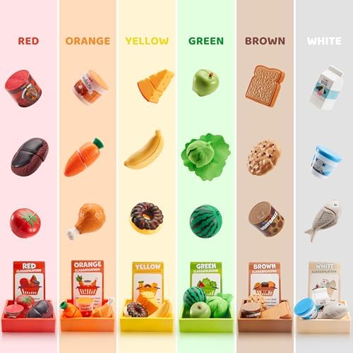 JOVA lalalark Play Food for Kids, Grocery Store Playset, Pretend Kitchen Food Toy with Storage Shelves & 6 Boxes, Sorting Sensory Toy for Boys Girls Birthday Gifts for Christmas - Image 3