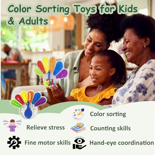 Color Sorting Sensory Toys, Fine Motor Skills Toys for Toddlers, Montessori Toys Preschool Learning Activitie, Sensory Activity Toy for Kids 3+ and Adults - Image 2