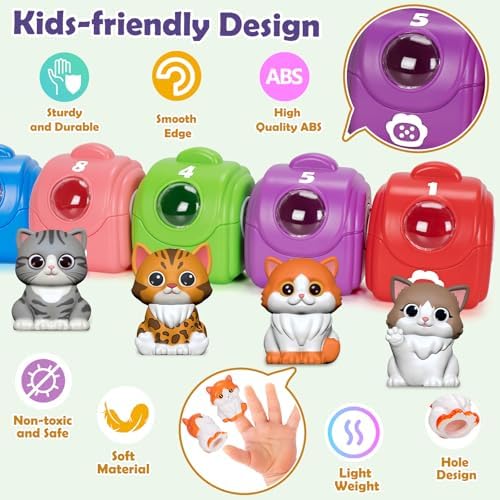 Learning Toys for 1 2 3 Year Old Boys Girls, 20 Pcs Cat Toys for Toddlers 1-3, Kitten Finger Puppet Games, Counting Matching Sorting Motor Educational Playset, Gifts for Baby Toddlers Age 12-18 Months - Image 7